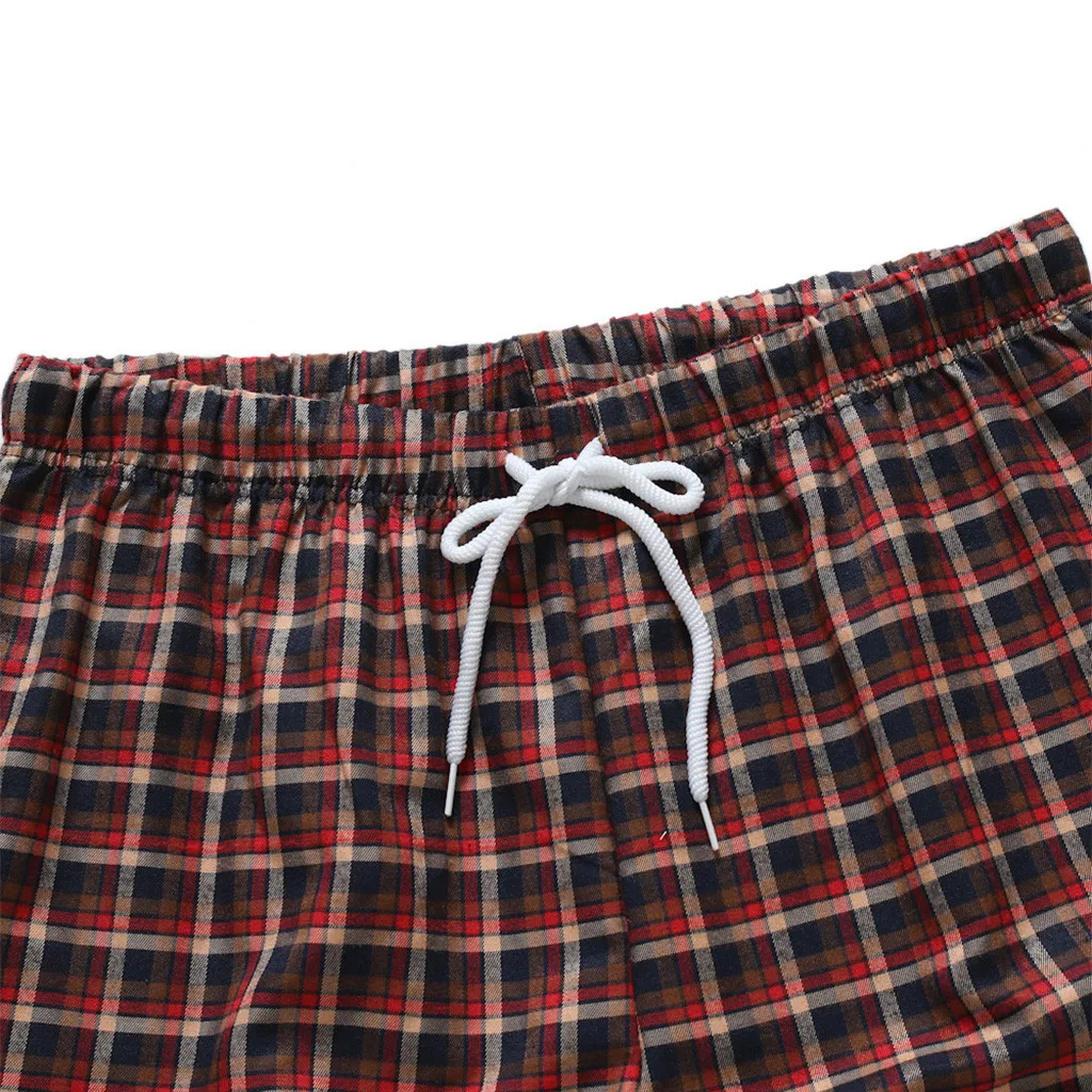 

Men Beach Casual Shorts Plaid Loose Drawstring Elastic Waist Summer Shorts Men Fashion Classic Design