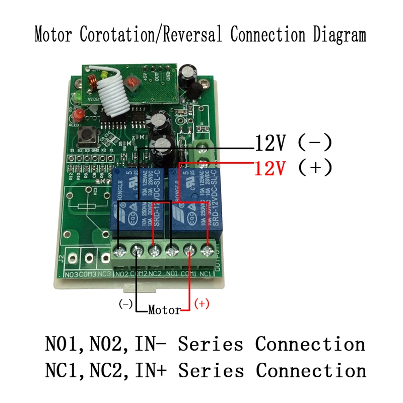 

2 Channel DC Motor Controller Receiver 12V 24V Mini Remote Control Housing Entrance Guard Machine Controller For DC Motor