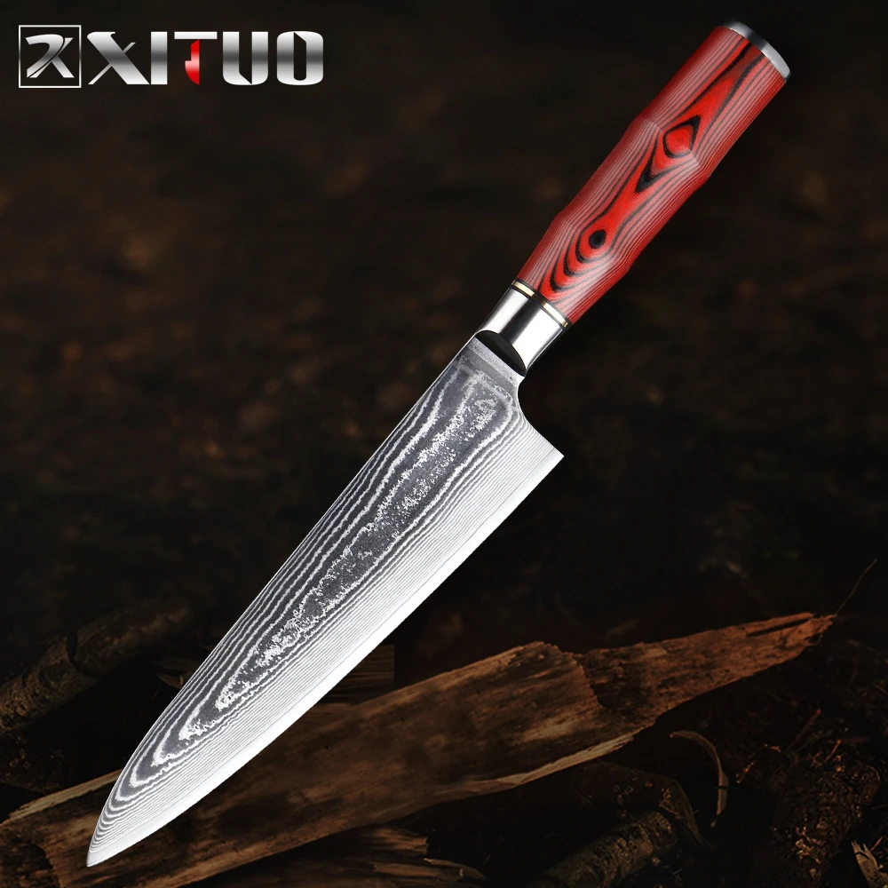 

XITUO Kitchen Chef Knife 8 Inch Damascus Steel VG10 Sharp Japanese Slice Cleaver Vegetable Exquisite High-end Knife Cooking Tool