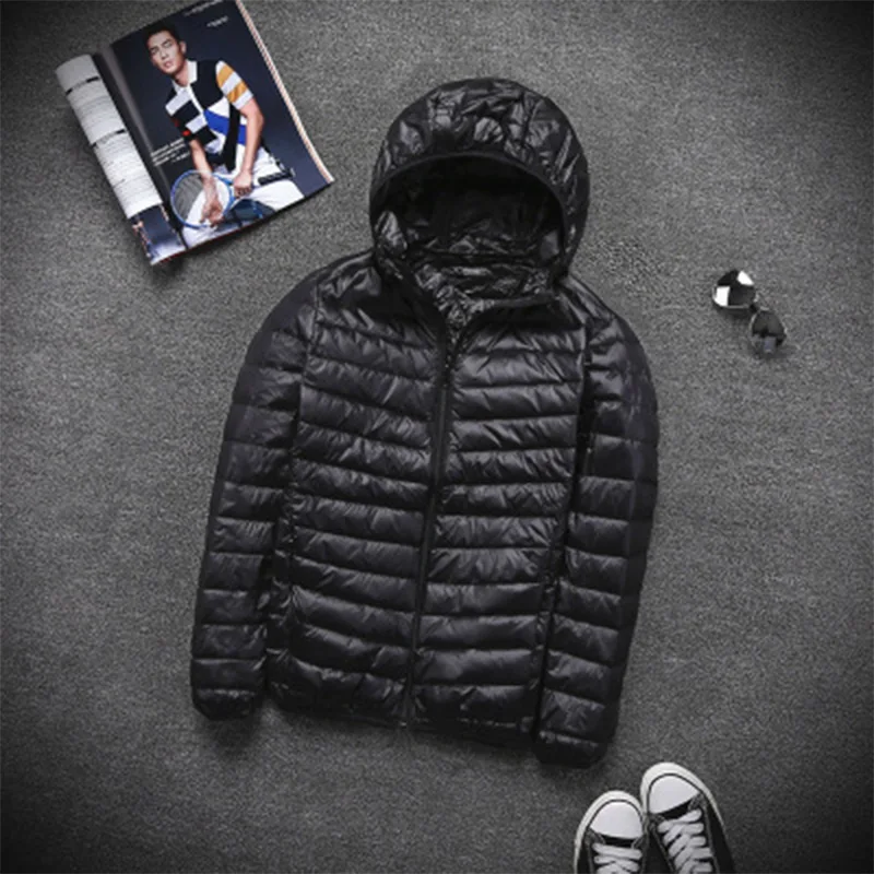 2019 осенне зимняя Новая легкая и тонкая мужская пуховая куртка с капюшоном на