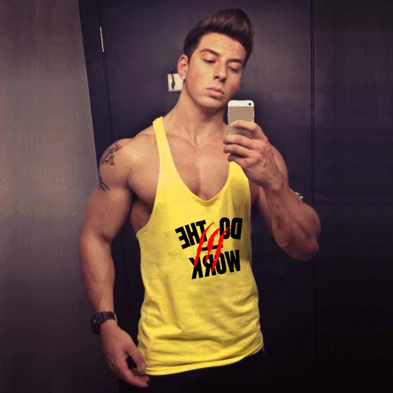 

Brand Bodybuilding Clothing Fitness Mens Muscle Vest Summer Letters Print Sleeveless shirt Gyms Stringer Tank Top Men Tanktop