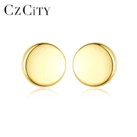 czcity simple little round circle stud earrings for women button silver earring for friends christmas gifts