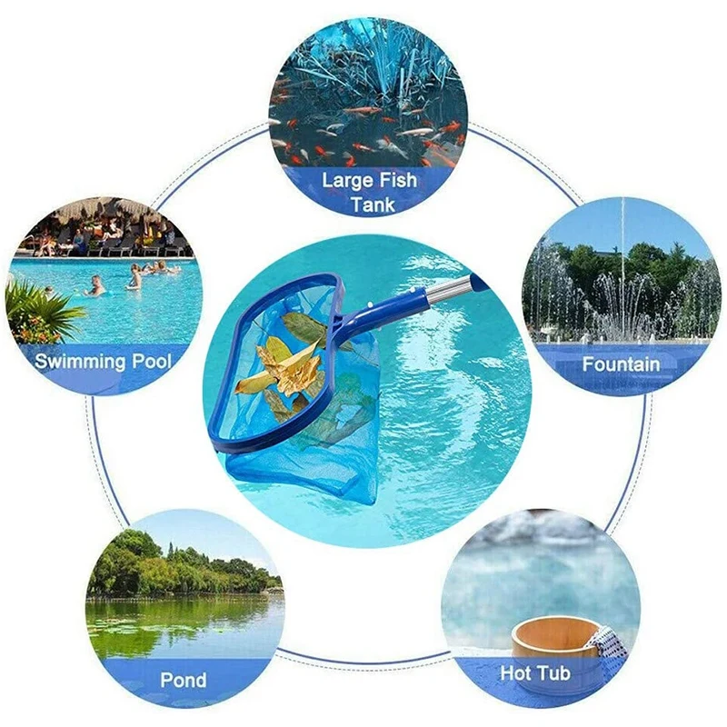 

Swimming Pool Netting Pond Cleaning Tool with Telescopic Rod for Spa Pool Swimming Pool (Blue)