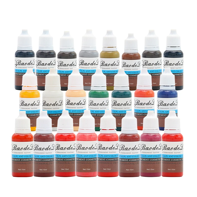 

23 Bottle 1/2oz Tattoo Ink Pigment For Permanent Makeup Easy To Wear Eyebrow Eyeliner Lip Body Arts Paints Tattoo Art Beauty Ink