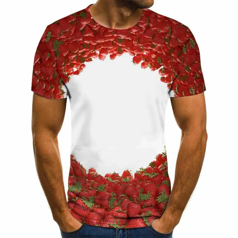 2020 креативный принт с клубничками Лето арбуз 3D футболка для мужчин и женщин