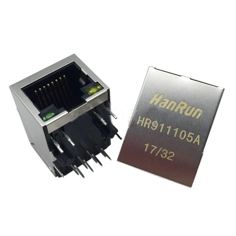 50 шт./лот RJ45 Однопортовый разъем с магнитным модулем и светодиодом HR911105A HR91105A