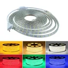 СВЕТОДИОДНАЯ лента SMD 5050, 220 В переменного тока, водонепроницаемая гибкая световая лента, в, уличная лампа, 60 светодиодовм для рождественских праздников