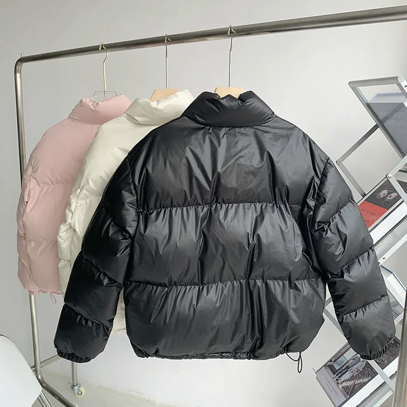 

Autumn and winter new style short fashion Korean style European and American style loose cotton coat short bread coat feather