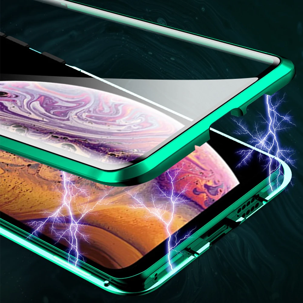 Магнитное закаленное стекло чехол для samsung S10 5G поддержка беспроводной зарядки Capa для iPhone 11 Pro Max двусторонний чехол