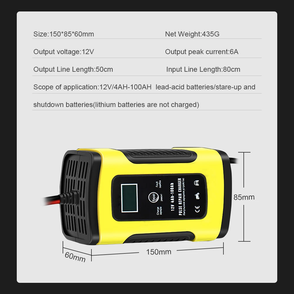 Новый цифровой ЖК-дисплей Дисплей 12V 6A полный автоматический автомобильный