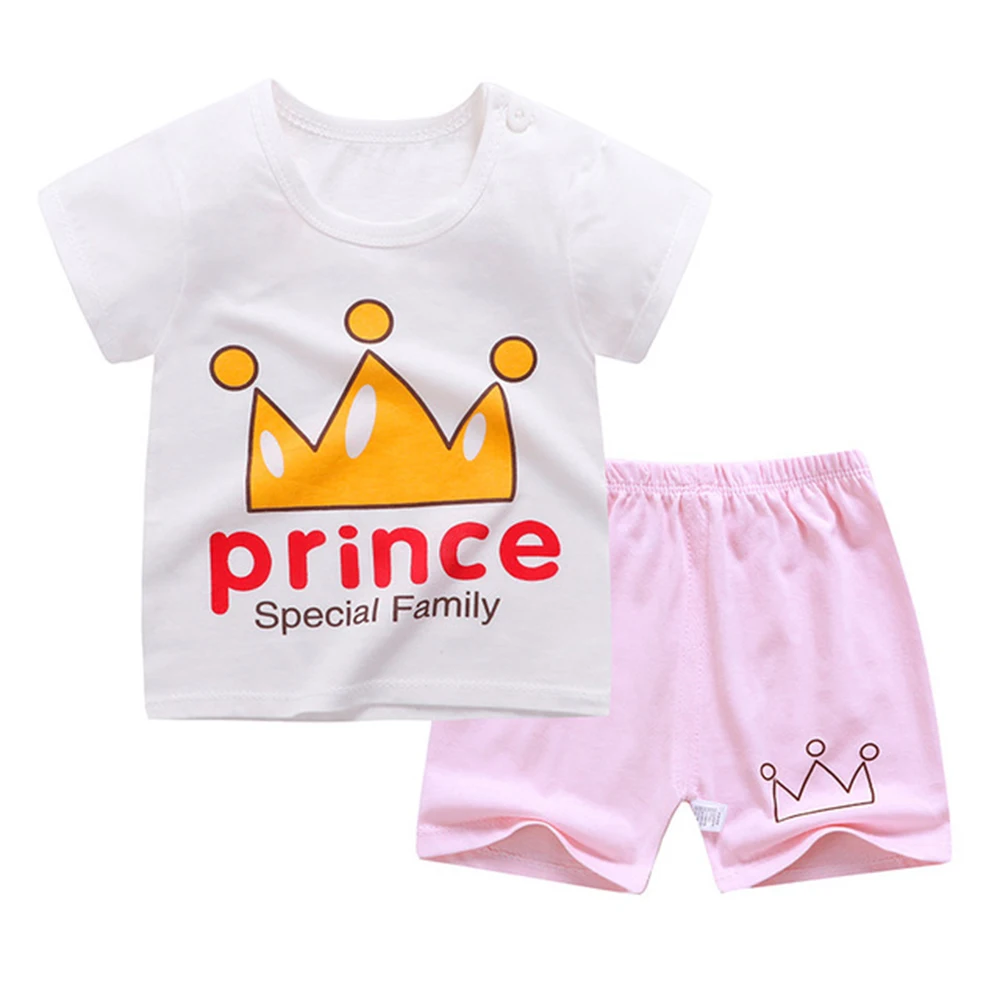 Футболка и короткие штаны хлопковые комплекты одежды для маленьких мальчиков