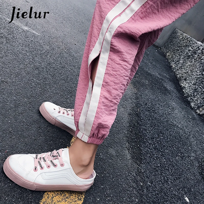 Jielur харадзюку BF корейские модные шифоновые брюки женские свободные рваные
