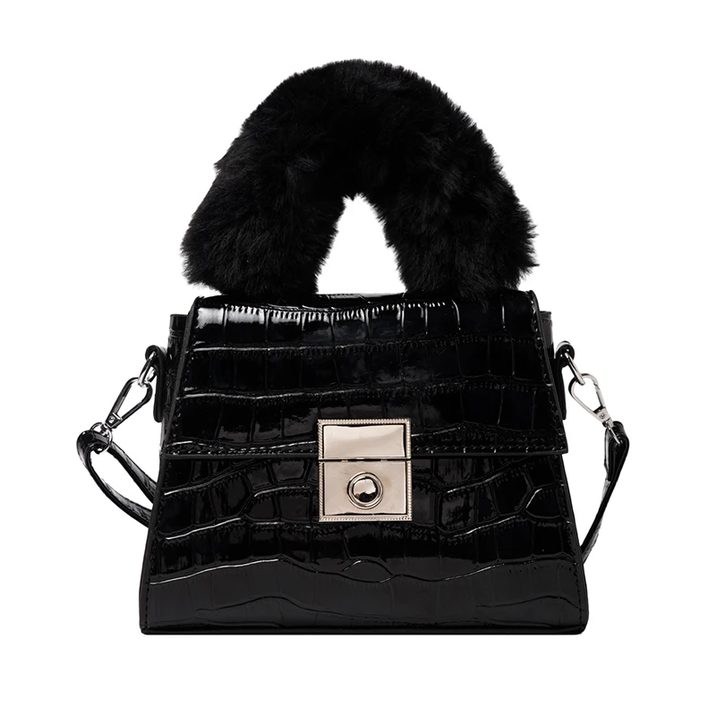 

Crocodile pattern Plush Tote bag 2020 Fashion New High quality PU Leather Women's Designer Handbag Small Shoulder Messenger Bag