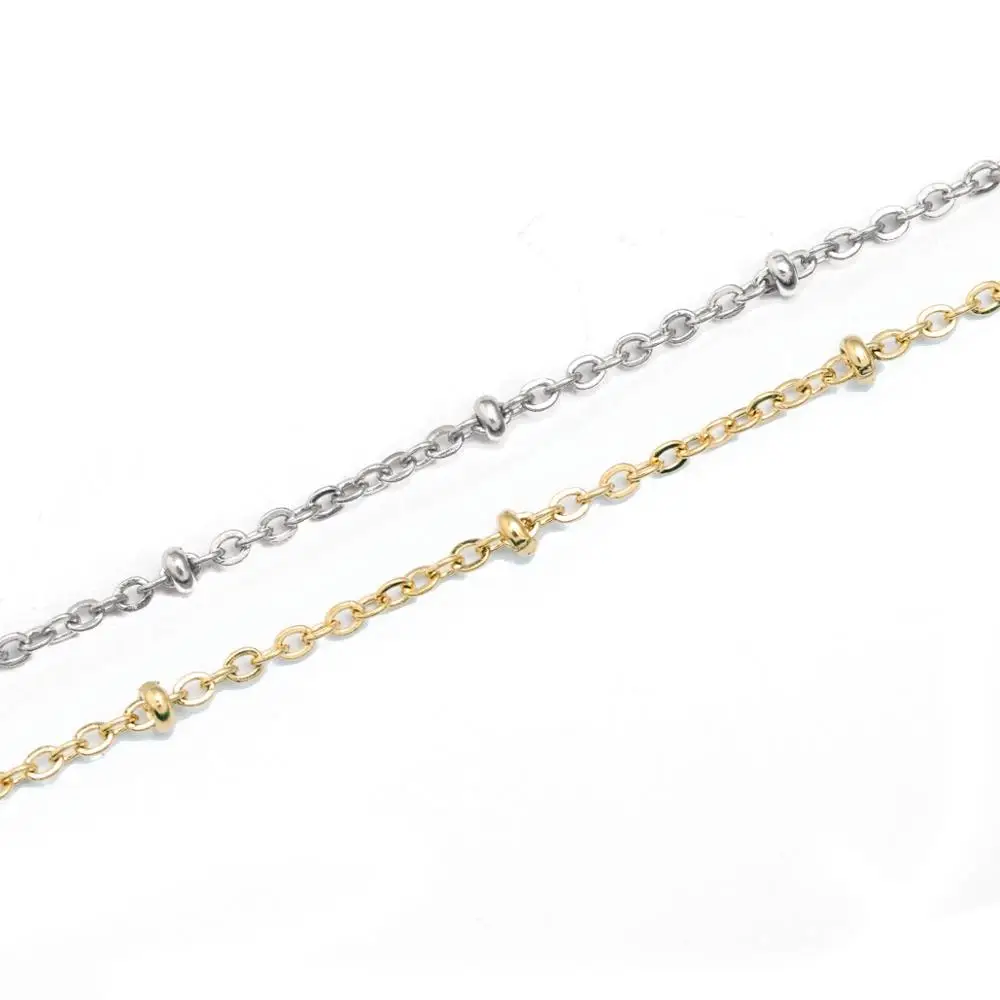 10 ярдов/рулон 1 5/2 мм Нержавеющая сталь шар бусы Rolo цепи цвета: золотистый