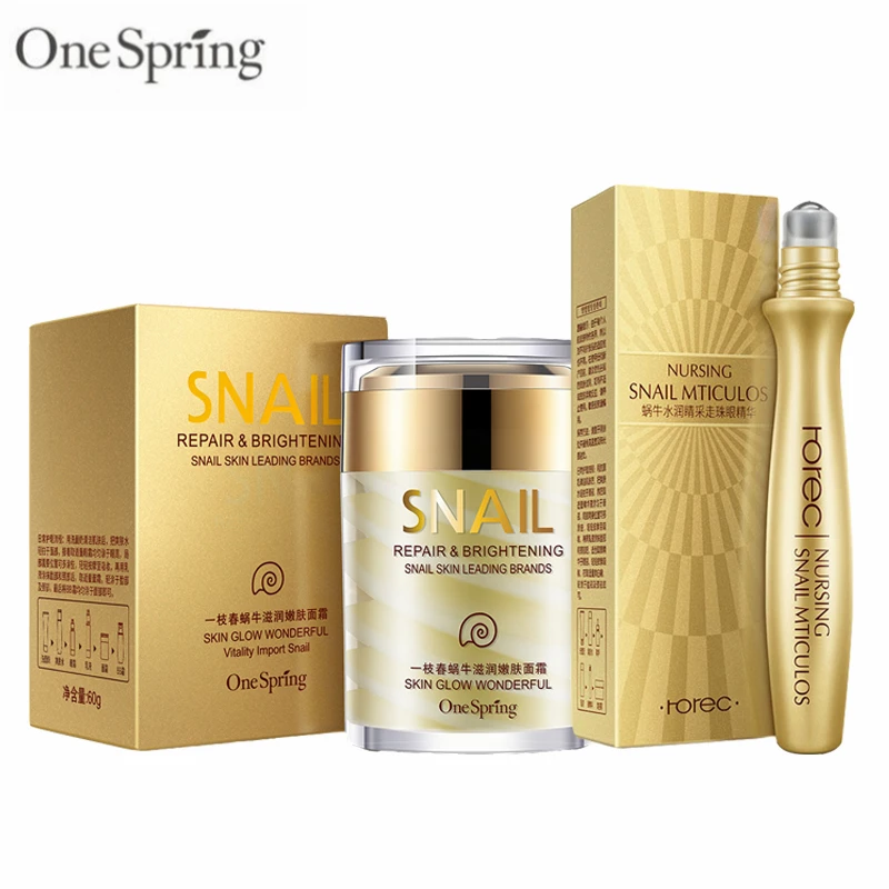 

Snail Collagen Face Cream Eye Essence Set Anti Aging Reduce Fine Lines Facial Cream Ball Massage Eye Serum Lighten Firming Skin