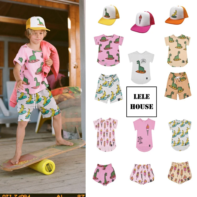 Новинка лета 2020 детский жилет с рисунком мороженого и динозавра из Instagram футболка