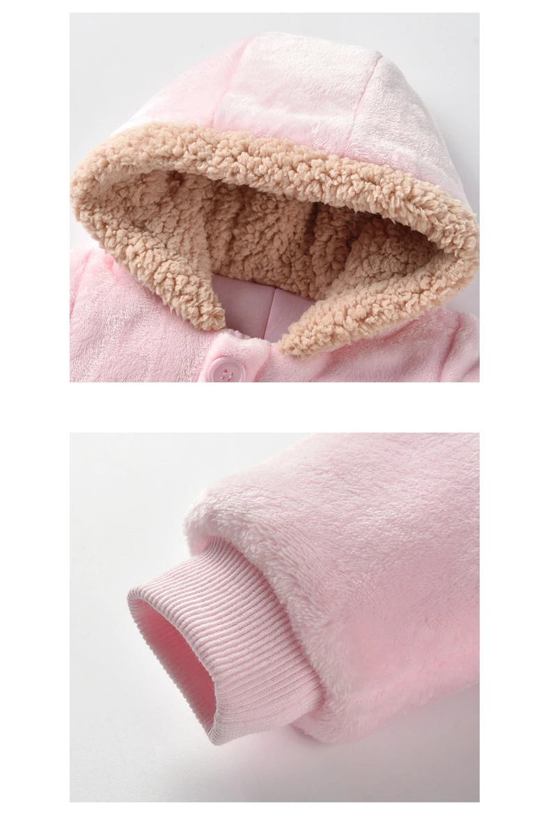 

Baby Boys Girls Winter Warm Fleece Hooded Romper Jumpsuit with Cute Bear