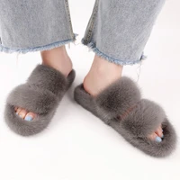 new style ladies slippers 100 high quality mink slipprs real mink slippers casual flat shoes home shoes girl outdoor slippers