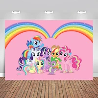 cartoon my little unico backdrops photography baby shower rainbow pink studio background for children birthday party photo booth