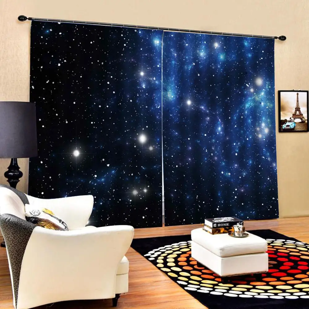 blue curtains sky star blackout D Curtain Printing Blockout Polyester Photo Drapes Fabric For Room | Дом и сад