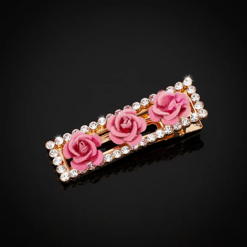 Стразы заколка для волос Аллигатор роза цветок Утконос с кристаллами