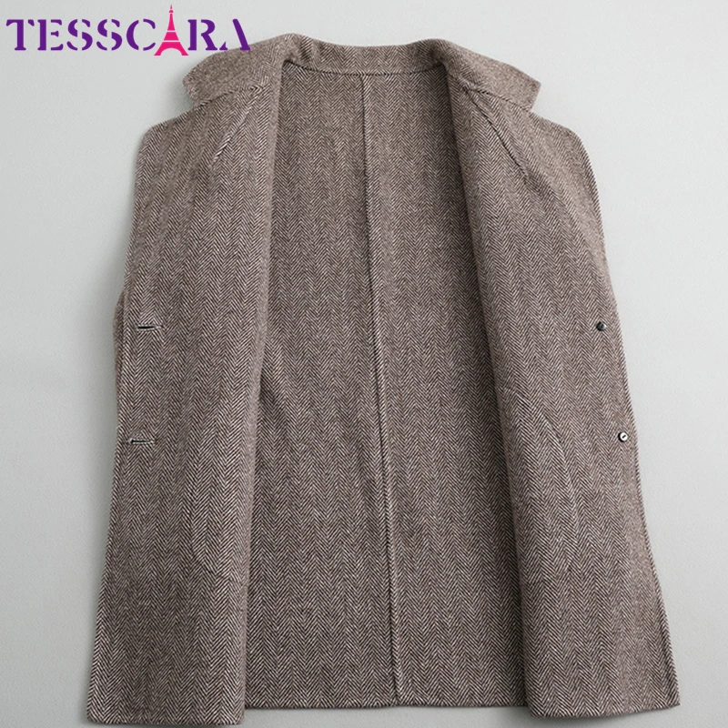 TESSCARA Женская осенне-зимняя Шерстяная Смесь простая куртка-пальто женский теплый