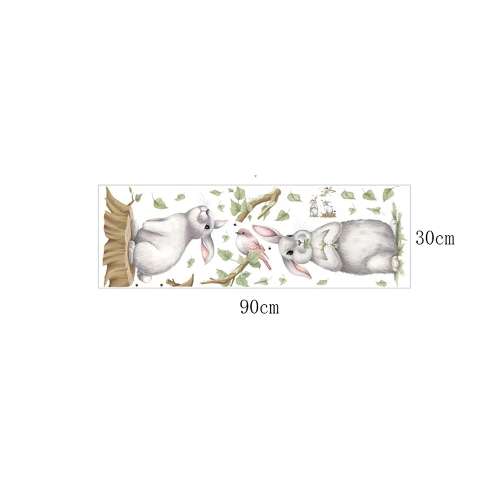 Милые настенные наклейки с двумя кроликами-зайцами для детской комнаты домашний