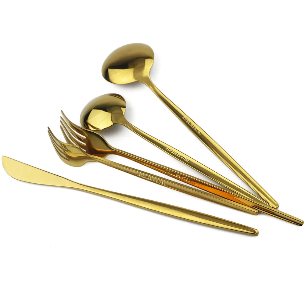 

Gold Mirror Spoon Dinnerware Stainless 18/10/set Knife Fork Steel Kitchen Flatware Tableware 1Pcs Party For Cutlery Hotel And
