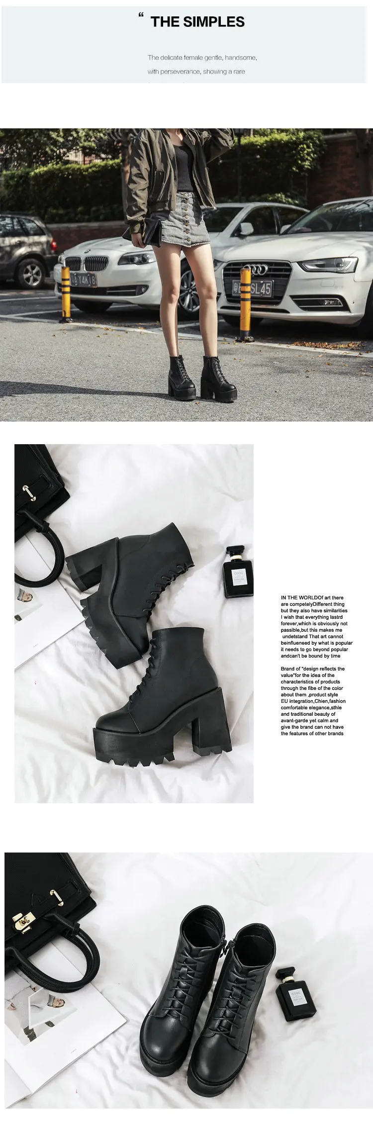 Женские модные ботинки в стиле панк; bottes femmes; обувь на платформе; женские ботильоны на высоком каблуке; сезон осень-зима; кожаные ботинки в байкерском стиле; B461