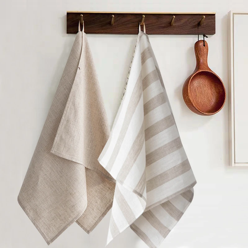 Mcao Полосатое вискозное льняное банное полотенце однотонный бактериальный