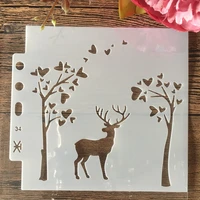 1413cm love heart tree deer diy layering stencils wall painting scrapbook coloring embossing album decorative template