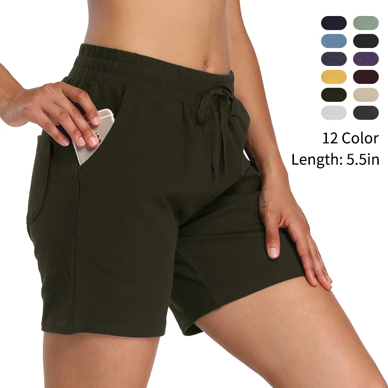 

Women Yoga Shorts Comfy Drawstring Lounge Bermuda Shorts with Pockets sport shorts Gyms Fitness Running shorts Female