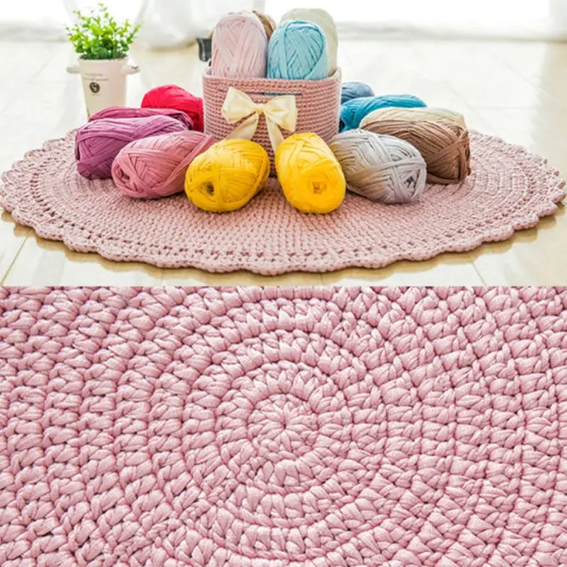 

100g Flat Faux Wool Kntting Yarn Crochet Medium Thick Hand-Woven DIY Thread for Basket Blanket Braided Cushion Mat