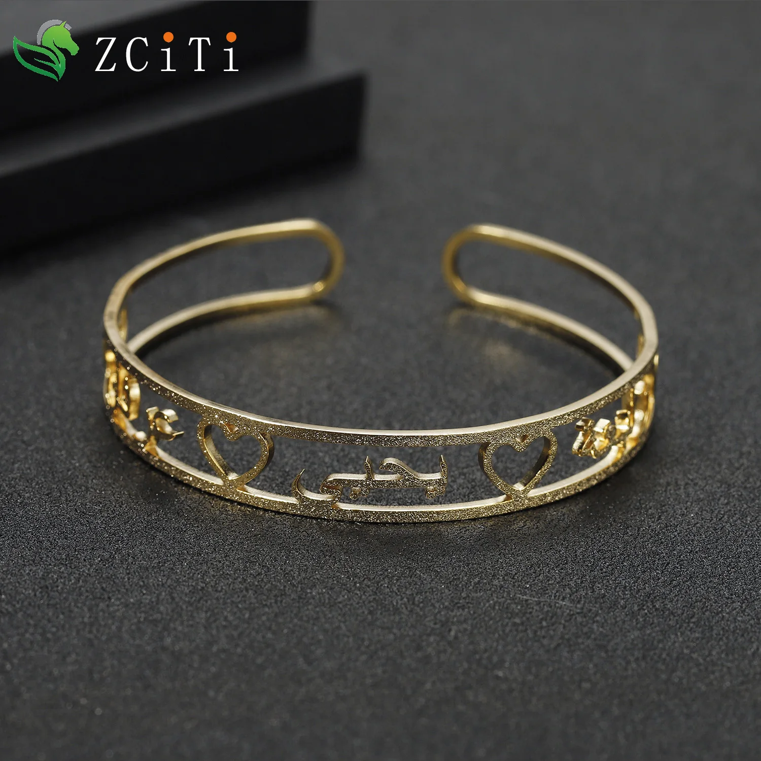 Personalized Silver/gold/Rose Gold Light Plated Frosted Arabic Name Bangles & Custom Bracelet for Women Party Fashion Jewelry