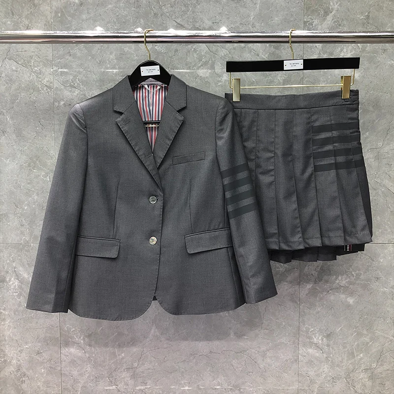 

Костюм THOM женский деловой, Модный брендовый Блейзер средней длины серого цвета, приталенный пиджак с 4 барами, Осень-зима