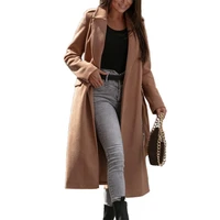 stylish lady solid long wool coat batwing long sleeve elegant office jacket female turn down collar casual coat women 2021