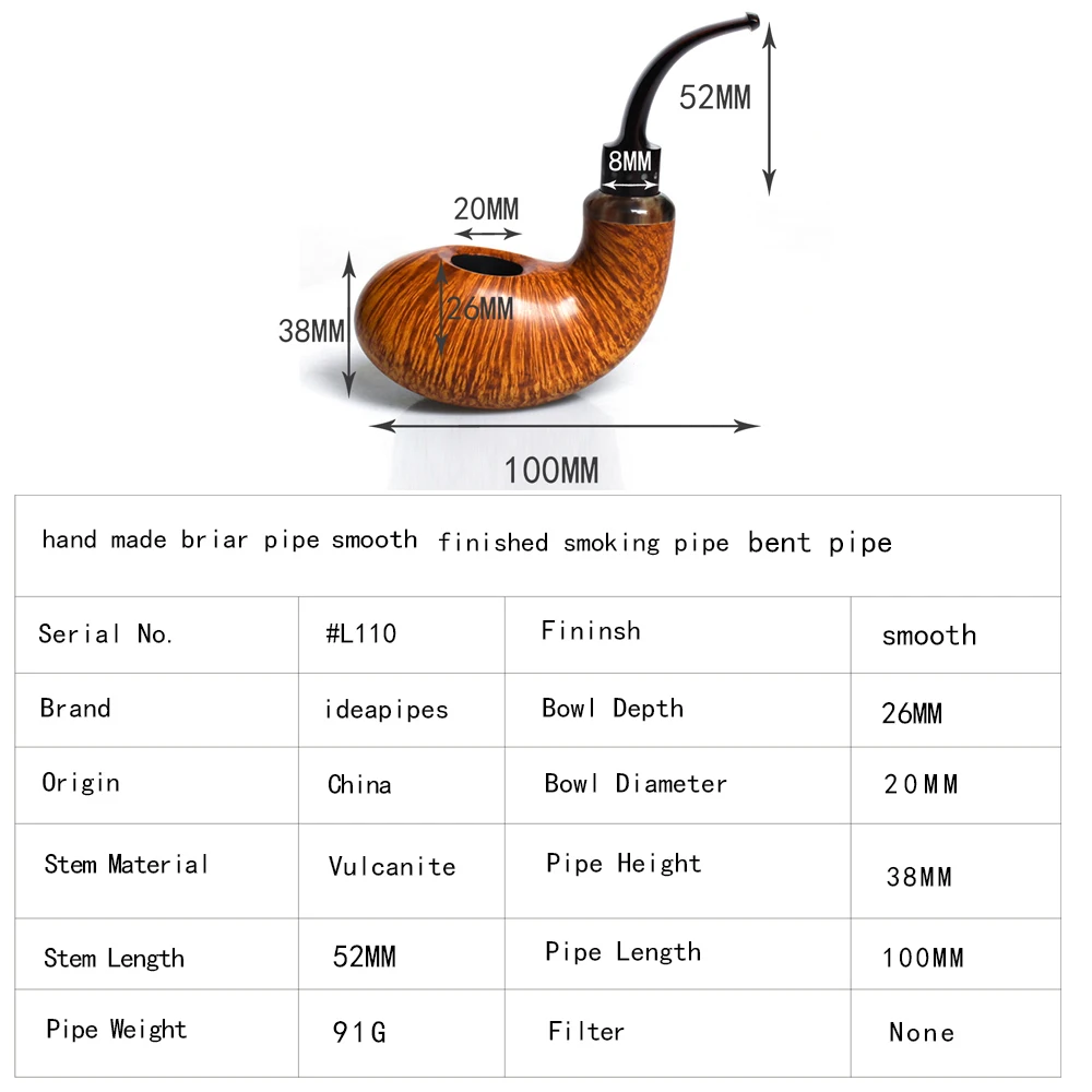 Деревянные трубки для курения Бриар трубка Табак гладкая ручная работа хорошее