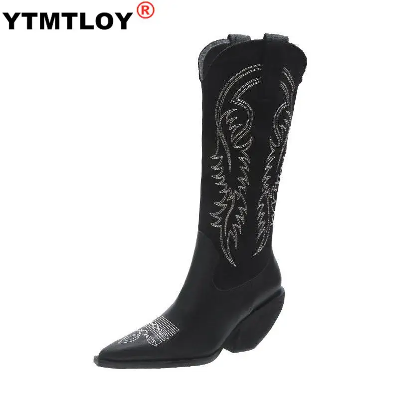 

Sarairis New Design High Quality Pointed Toe Mid Calf Boots Woman Shoes Pointed Toe Slip On Fashion Boots Ladies Winter