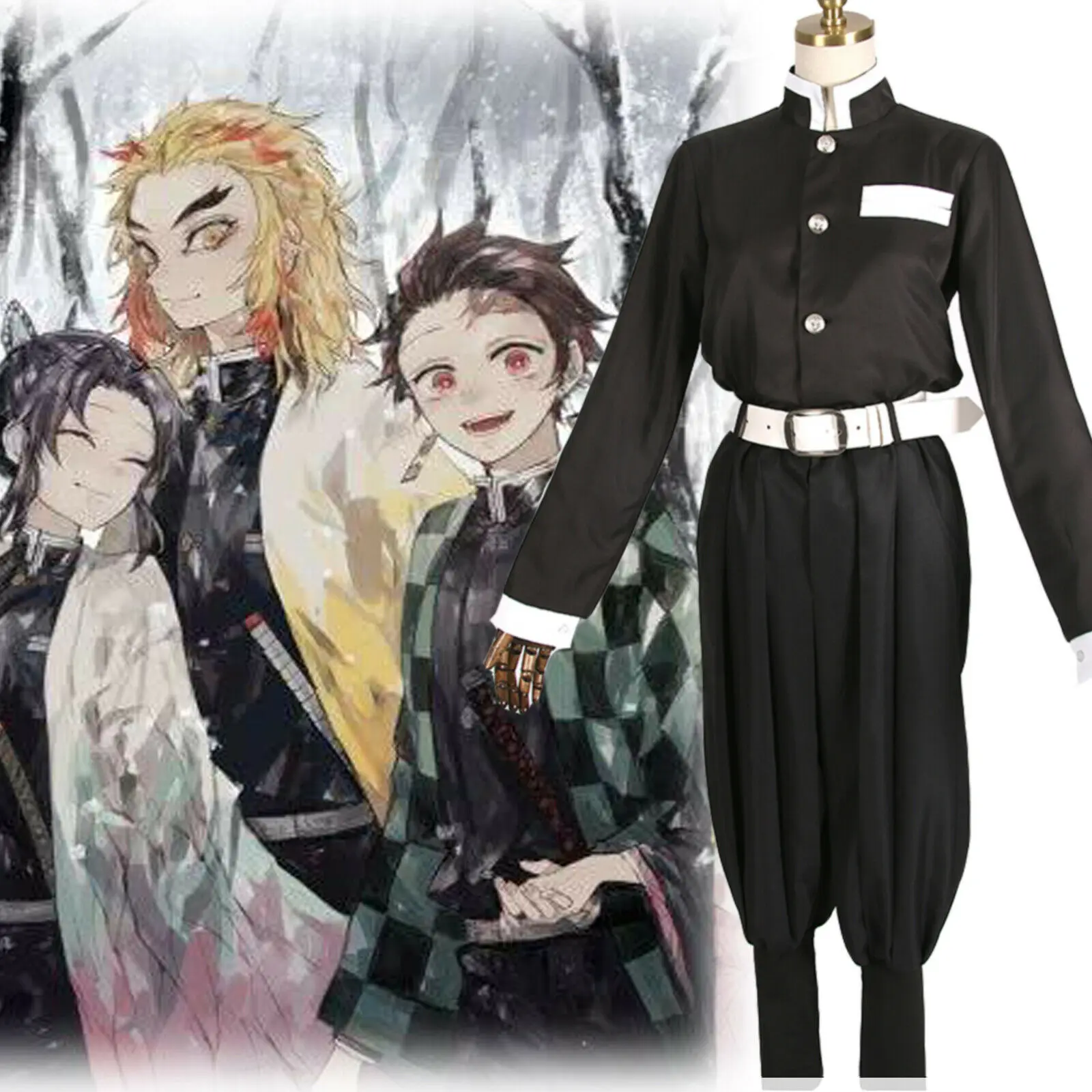 Костюм для косплея из аниме рассекающий демонов комбинезон Iguro Obanai Kamado Tanjirou