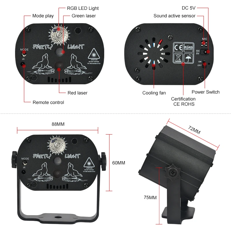 Светодиодный светильник для дискотеки сценический s с голосовым управлением