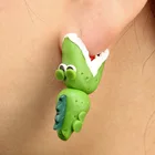 Женские серьги-гвоздики из мягкой керамики, с крокодиловым тиснением