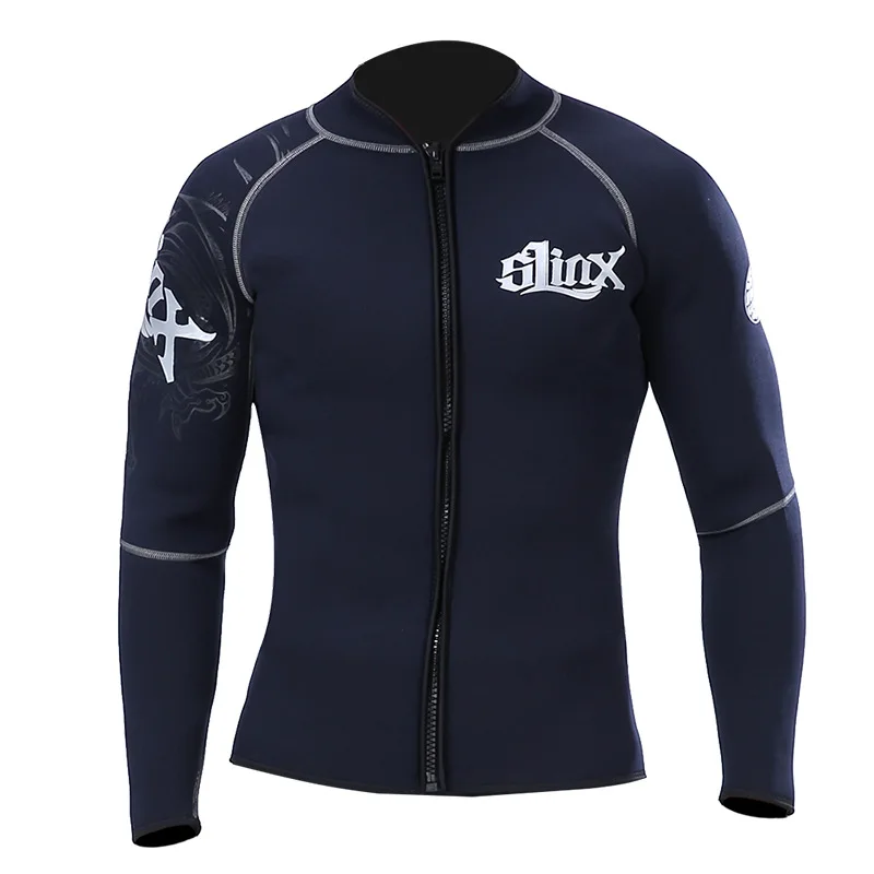 

3MM Neoprene Diving Jacket Warm Long Sleeve Wetsuit for Men Front Zipper Jacket Top Surf Scuba Swimming Snorkeling Clothes