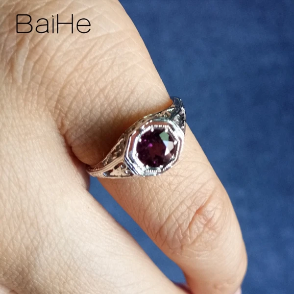 BAIHE Стерлинговое Серебро 925 0.4ct сертифицированное безупречное турмалиновое обручальное женское офисное/деловое модное кольцо, хорошее ювелирное изделие, подарочное кольцо