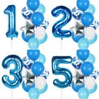 Воздушные шары для дня рождения мальчика, 40 дюймов, голубые цифры, украшение для дня рождения, 1235689 лет, 12 шт.
