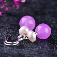 gray shell pearl purple chalcedony gemstone tibet silver earrings accessories ear stud beautiful fashion thanksgiving women