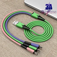 3a usb type c cable micro usb type c quick charge wire 3 in 1 universal phone charging data cord for iphone 12 huawei p40 redmi