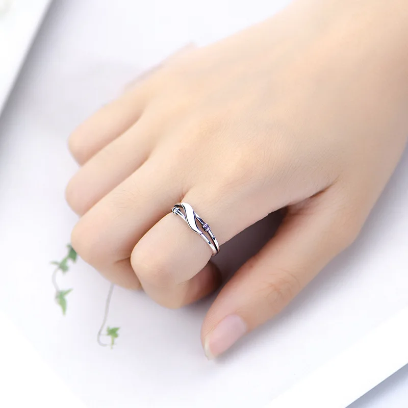 

Female Silver Rings Real 925 Sterling Silver Ring for Engagement Wedding Fine Jewelry Gifts Open Size S925 Silver Ring for Women