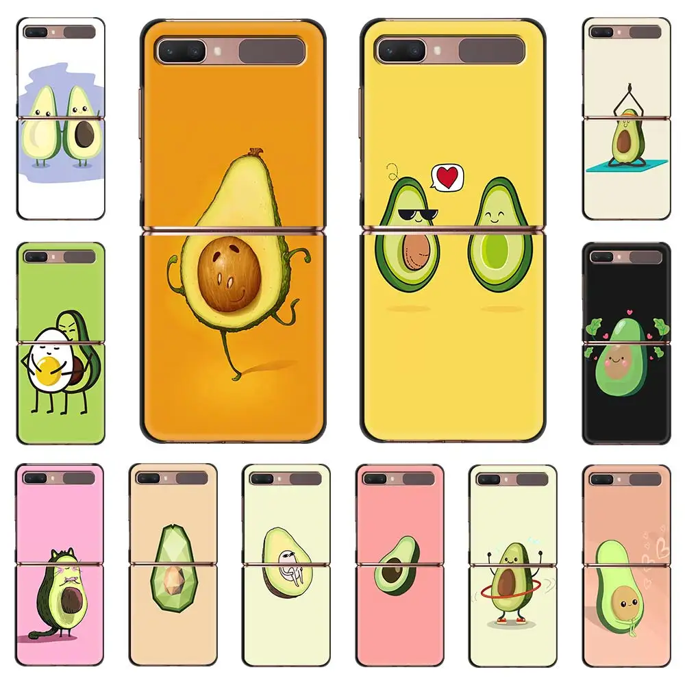 

Phone Case For Samsung Galaxy Z Flip Fold Hard PC Cover For Galaxy ZFlip 5G Mobile Bag Back Shell Cute Avocado Baby Yoga