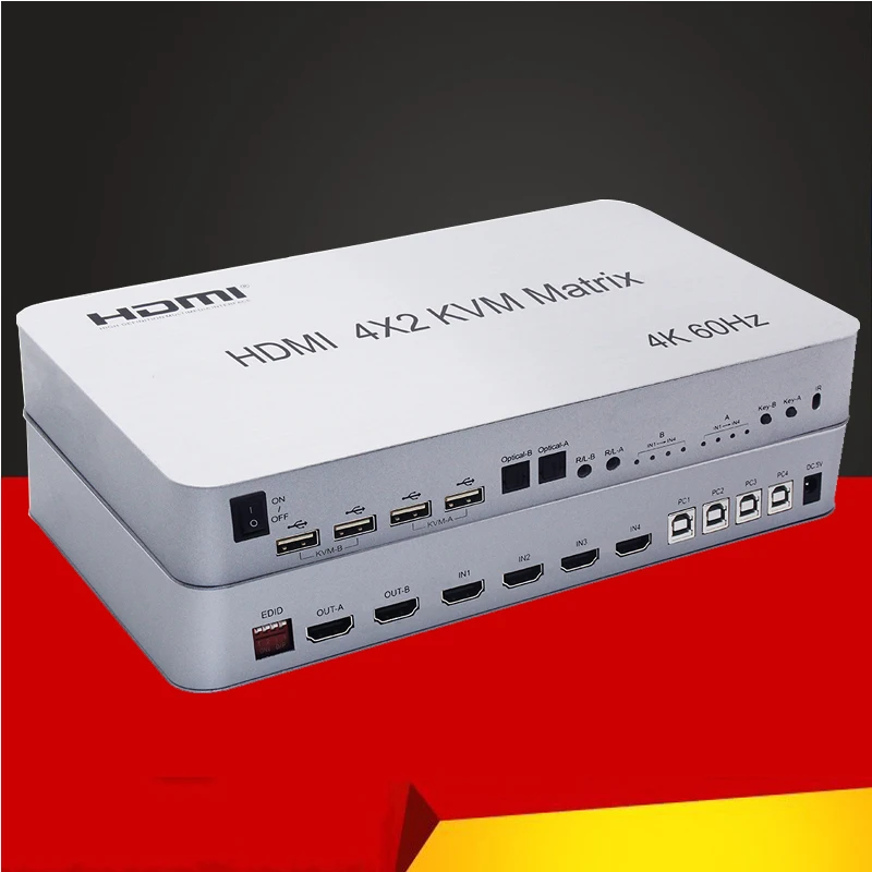 

Матричный коммутатор 4X2 HDMI-сочетание KVM, 4 порта, двойной монитор, Расширенный дисплей 4K @ 60 Гц, порты Sup s, usb 2,0, устройства управления до 4 компь...
