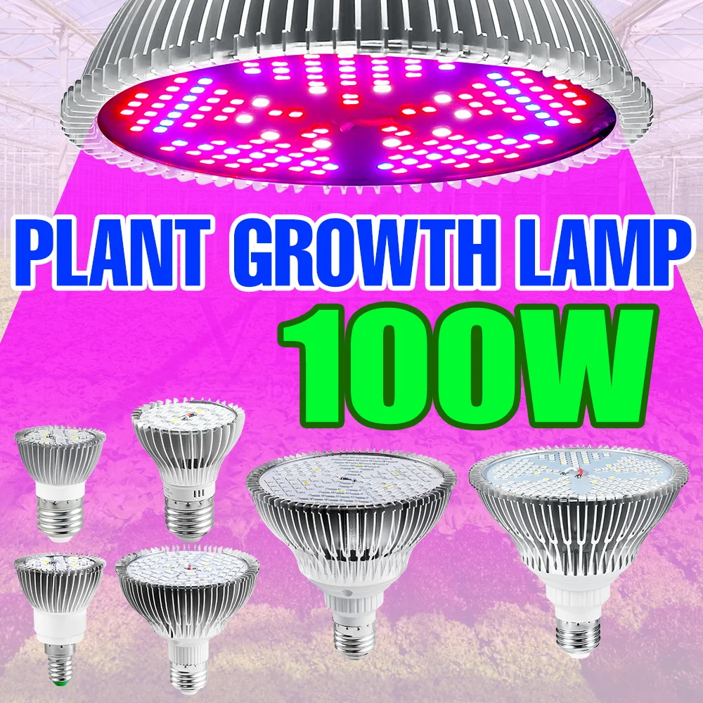 

LED E27 Plant Full Spectrum E14 Fitolampy Grow Bulbs 220V Flower Phyto Light 18W 28W 30W 50W 80W 100W Hydroponic Growth 5730 SMD